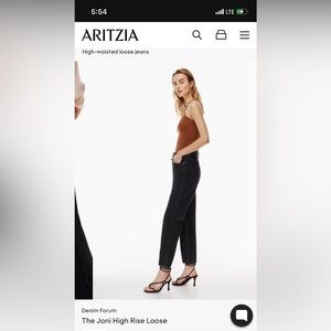 Aritzia Black denim forum , high rise “Joni loose” size 25.
